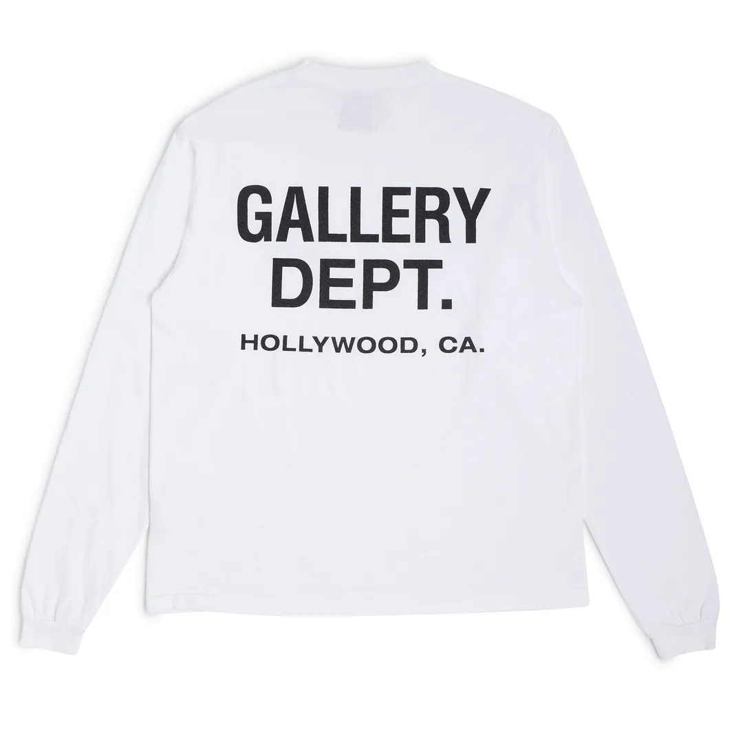 GALLERY DEPT. SOUVENIR L/S TEE English LOGO Basic Long Sleeve White S-XL Genuine Uniform Cylindrical No Side Seam Linen Cotton Fabric Garment Wash Preshrunk Correct Fit Correct Accessories